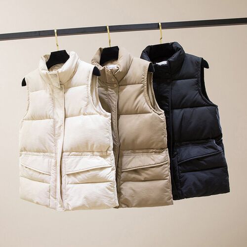 Solid Short Style Vest for Women Cotton Padded  Womens Wint