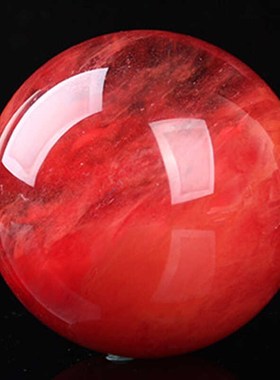 天然红水晶球摆件招财玄关桌面客厅办公室饰品开业乔迁新居送礼品