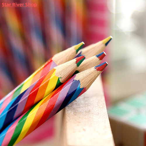 4pcs/pack Kawaii 4 Color Concentric Rainbow Pencil Crayons C