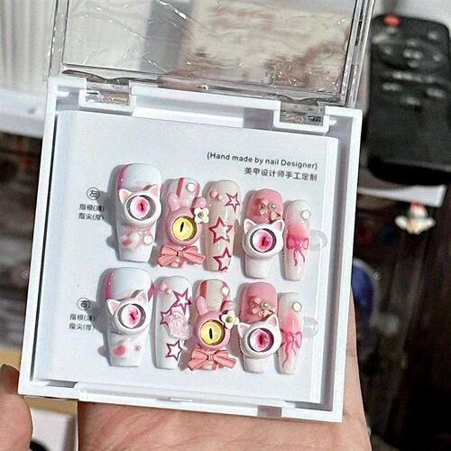 Pcs Handmade Press On Nails with Eye Little Monster Design