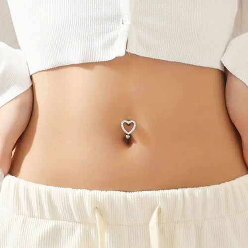 Pc Stainless Steel Belly Button Piercing Gem Heart Navel