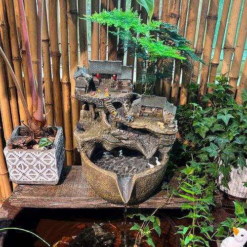 微景观流水古法鱼缸水循环造景养鱼生态缸庭院水景摆件景观