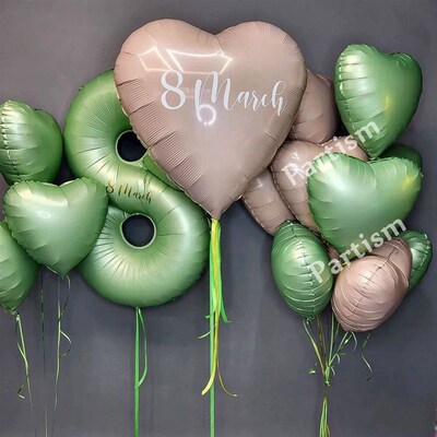 1set 32/40inch Vintage Green Number Balloon Retro Green Ball