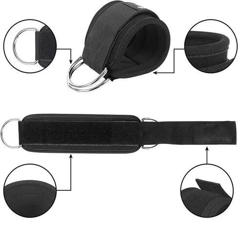 Fitness Ankle Straps Adjustable D-Ring Support Cuffs Gym Leg