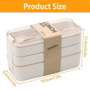 900ml Bento Box for Kids 3 Stackable Lunch Box Leak-proof Po