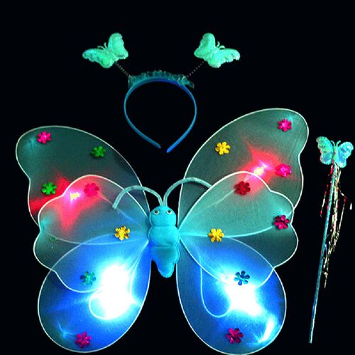 3PCS/Set Girls Led Flashing Wing Wand Headband Princess Cost