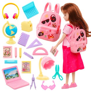 Kawaii Miniature Dollhouse Study Accessories for Barbie 18 i