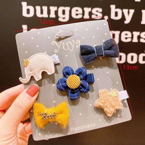 3/5PCS Girls Cute Colorful Chiffon Bow Hairpins Kids Sweet H
