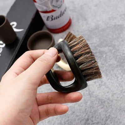 Barbershop Ring Hair Brush Horse Bristle Beard Brush Men Sha
