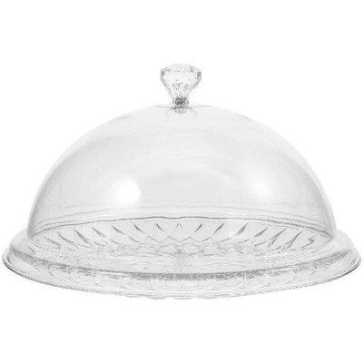 Transparent Cover Cake Pan Party Tray Round Serving Dessert