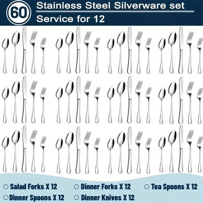 60/20 Pcs, stainless steel silverware set, kitchenware knive