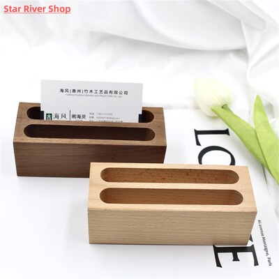 1 Pcs Card Holder Wooden Business Card Holder with Pen Slot