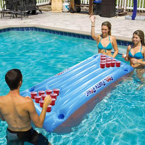 24  Holder Inflatable Beer Pong Table Pool Float Summer Wate