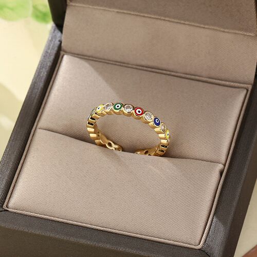 New Lucky Blue Turkish Evil Eye Open Ring Stainless Steel Go