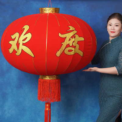 【欢度佳节】春节绒布大红灯笼新年元旦挂饰企业单位大门街道装饰