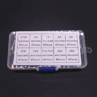 9 Values 72pcs 250V 6x30mm Slow Blow Fuses Fuses Glass