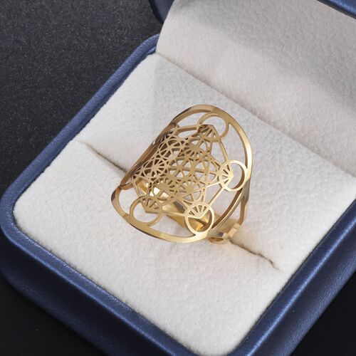 Stainless Steel Metatron Ring Adjustable Size Angel Signet R