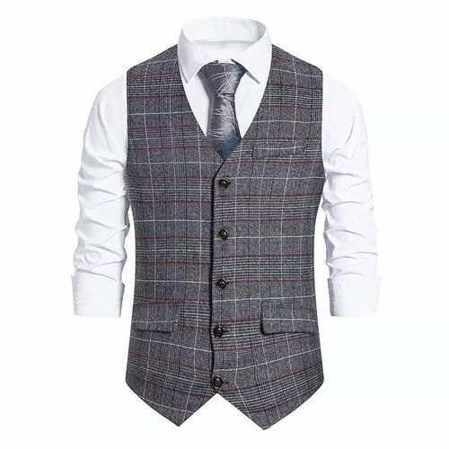 European code autumn new mens plaid single-breasted vest me