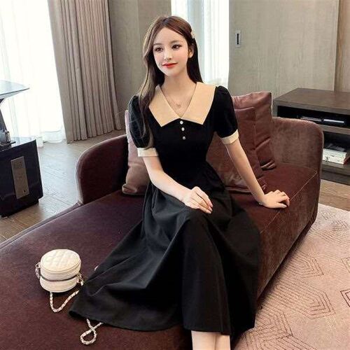 New French Retro Hepburn Style Elegant Dress Skirt Summer Ti
