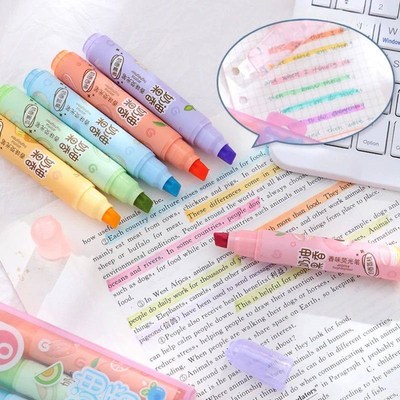 6pcs Creamy Fruity Aroma Highlighters Pastel Cute Highlighte