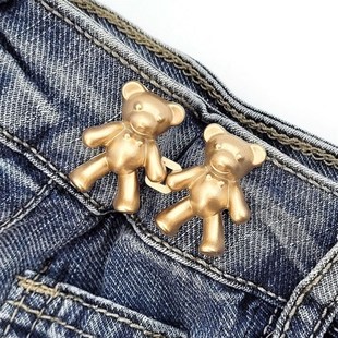 2Pcs Bear Shaped Jean Button Waist Buckle Snap Pants Buckle
