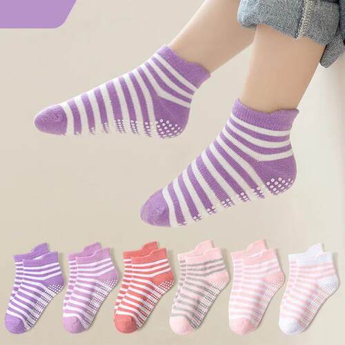 6 Pairs 0-5 Years Old Non-Slip Kids Socks with Grip Little G