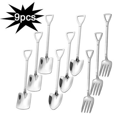 9pcs Stainless steel square spade spade fork pointed shovel