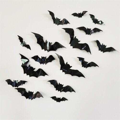 16pcs Halloween 3D black bat Wall Stickers Halloween party