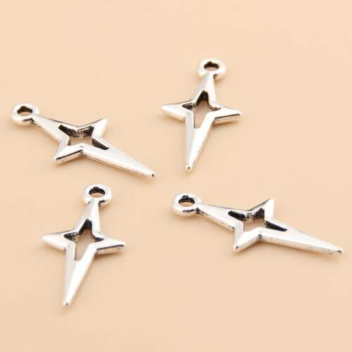 100pcs Silver Color 23x10.5mm Star Charm Shooting Stars Pend