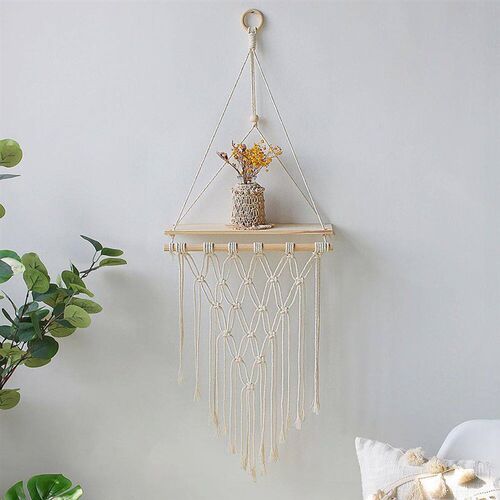 Macrame Wall Hanging Shelf Boho Home Decor Shelves On Wall W
