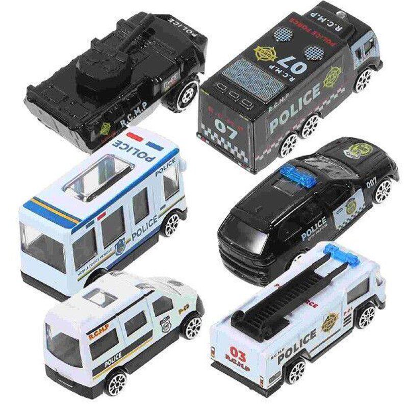 6pcs Assorted Police Car Models Die-cast Car Toys Inertia - 实物图