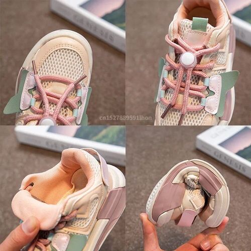 2023 Spring Children Girl Pink Shoes Autumn Mesh Breathable