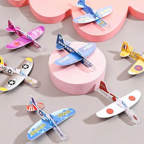10pcs/bag Gliders Planes Foam Assemble Airplane Toys Kids Bi