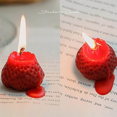 1PC/4PCS Strawberry Decorative Aromatic Candles Soy Wax