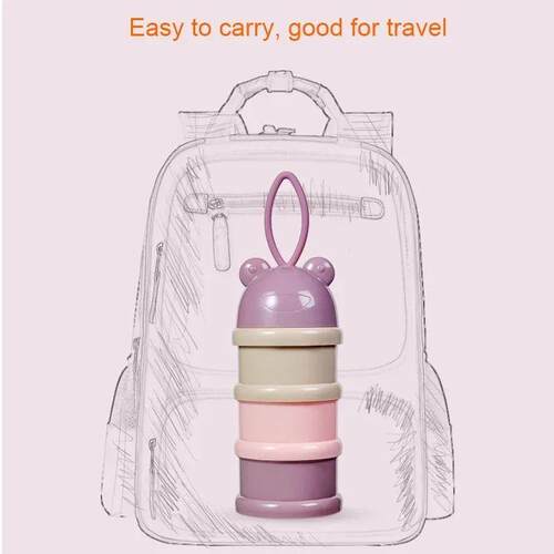 3-Layer Cartoon Baby Formula Milk Storage Container for Port