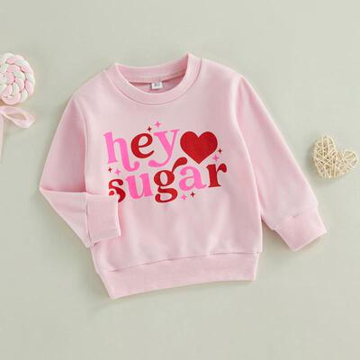 Toddler Baby Kid Girl Boys Valentines Day Sweatshirt Pink