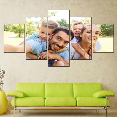 Drop Shipping 5 Pieces Wall Art  Painting Custom Family Phot