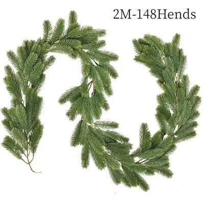 2M148 Heads Christmas Garland Pine Tree Rattan Wreath