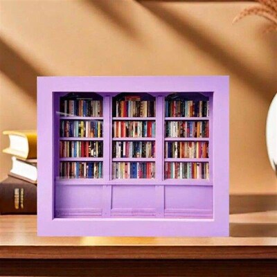 Mini Decorative Bookcase Miniature Library Toy for Anxiety