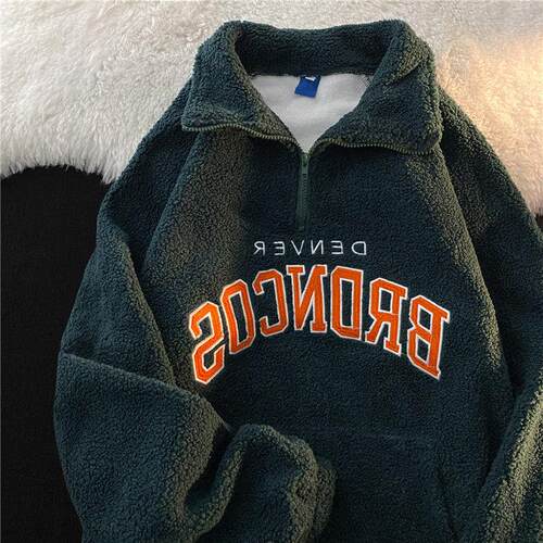 Winter Vintage Punk retro fashion design half zipper high ne