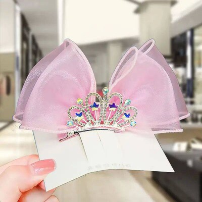 Pastel Rainbow Hair Bows Gradient Color Princess Crown Hair