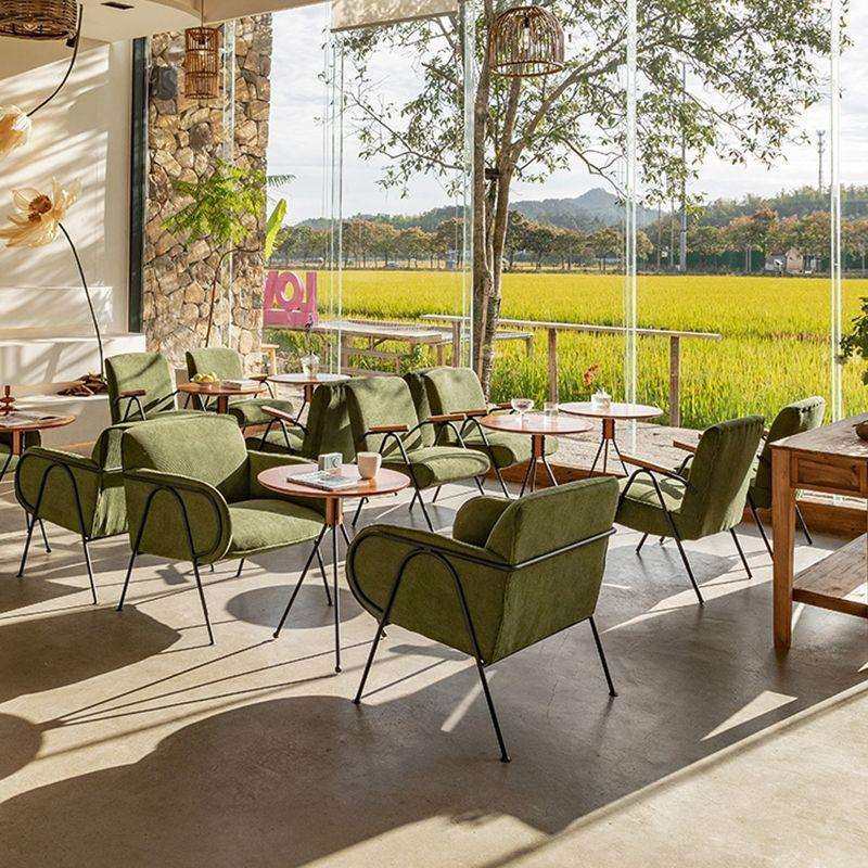 复古咖啡厅桌椅组合奶茶店简约休闲商用清吧沙发铁艺办公客厅卡座