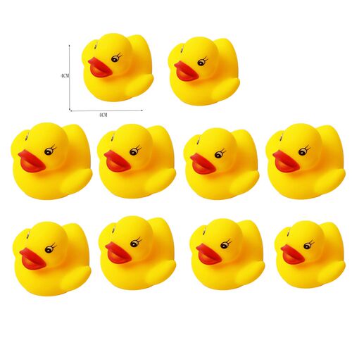 10pcs Baby Bath Toy Cute Little Yellow Duck with Squeeze Sou