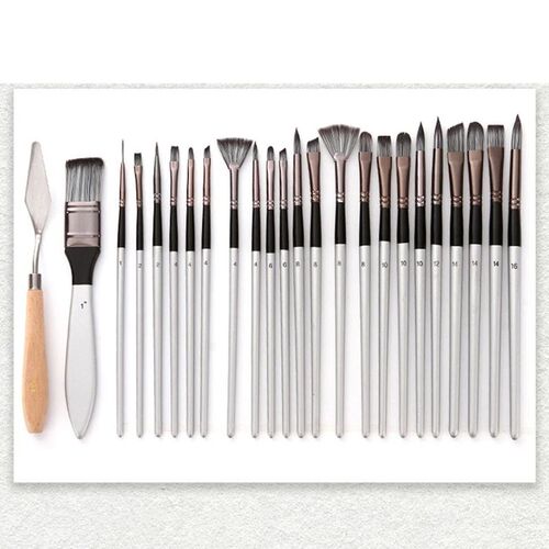 Kit 24 pieces Paint Brush Set for Watercolor Acrylic Gouache