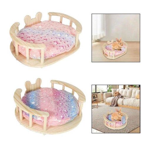 Wooden Rabbit Bed Detachable Cute Shape Small Pets House