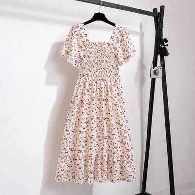 Spring Summer Chiffon Women Dresses Female Short Sleeve