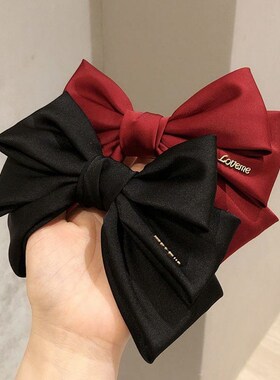 Three-Layer Satin Big Bow Hairpin Back Head Spring Clip Head