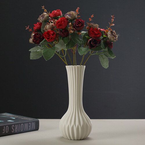 White Ceramic Vase Home Decor table decorative flower pot
