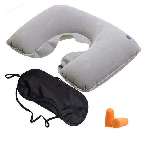 Car travel inflatable pillow + ear screen + eye mask three p