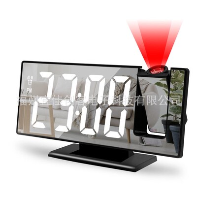 Projection alarm clock with large mirror screen display